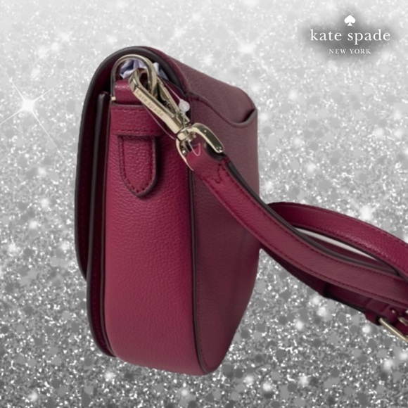 kate spade Blake Pebbled Leather Saddlebag Cranberry NO CALLOUTS - Picture 10 of 15